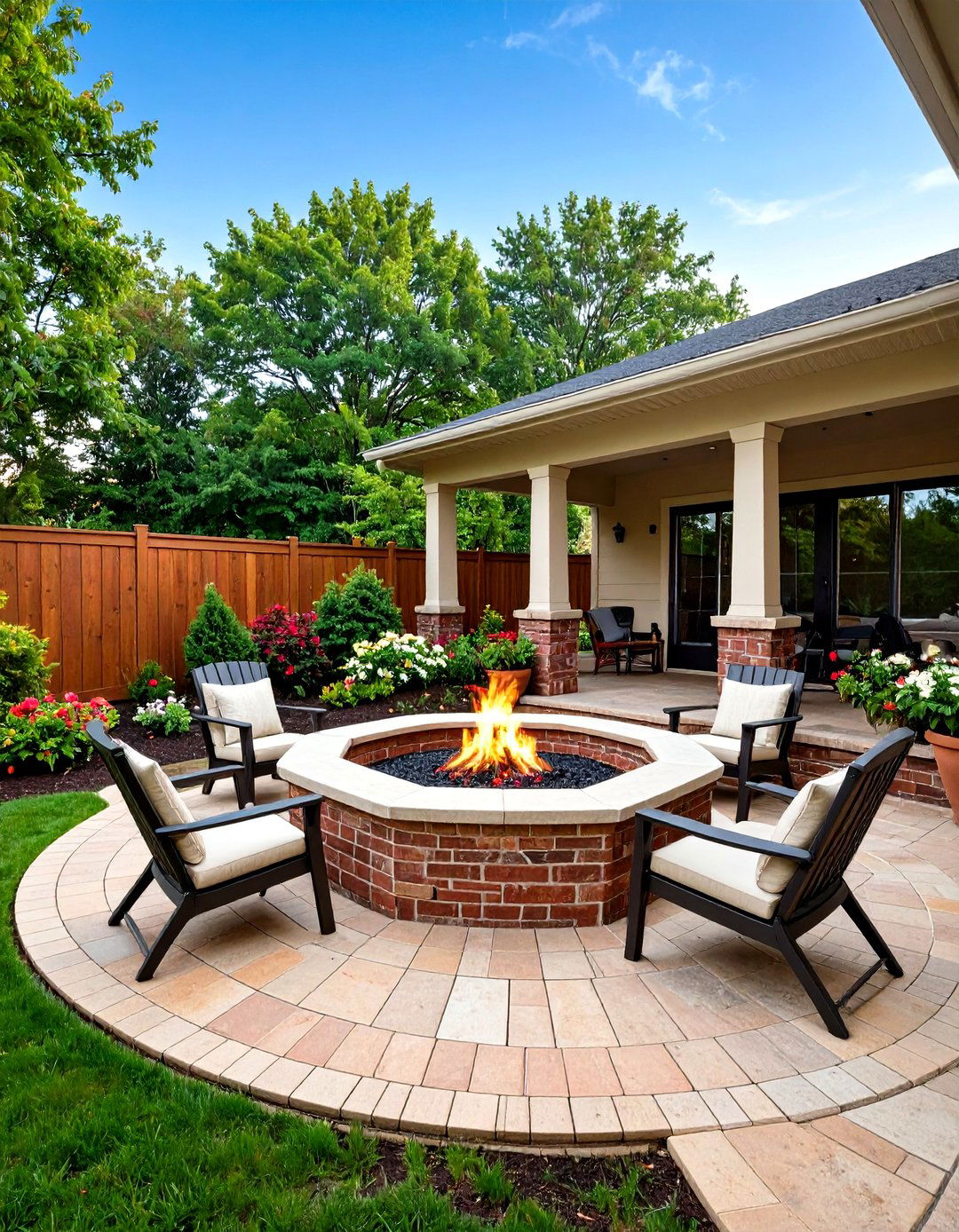 Brick Paver and Stone Veneer Pit - 20 Stone Fire Pit Ideas