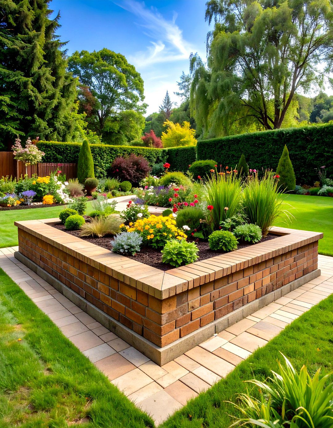 Brick Raised Garden Bed with Classic Formal Appeal - 20 Raised Garden Bed Ideas