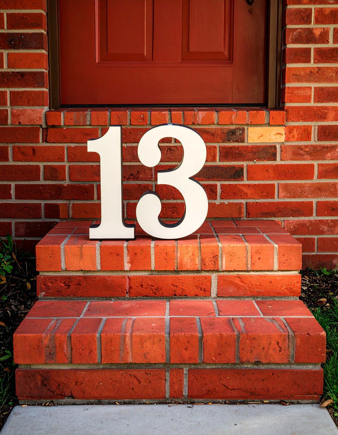 Brick Steps with House Number Integration - 20 Brick Front Steps Design Ideas