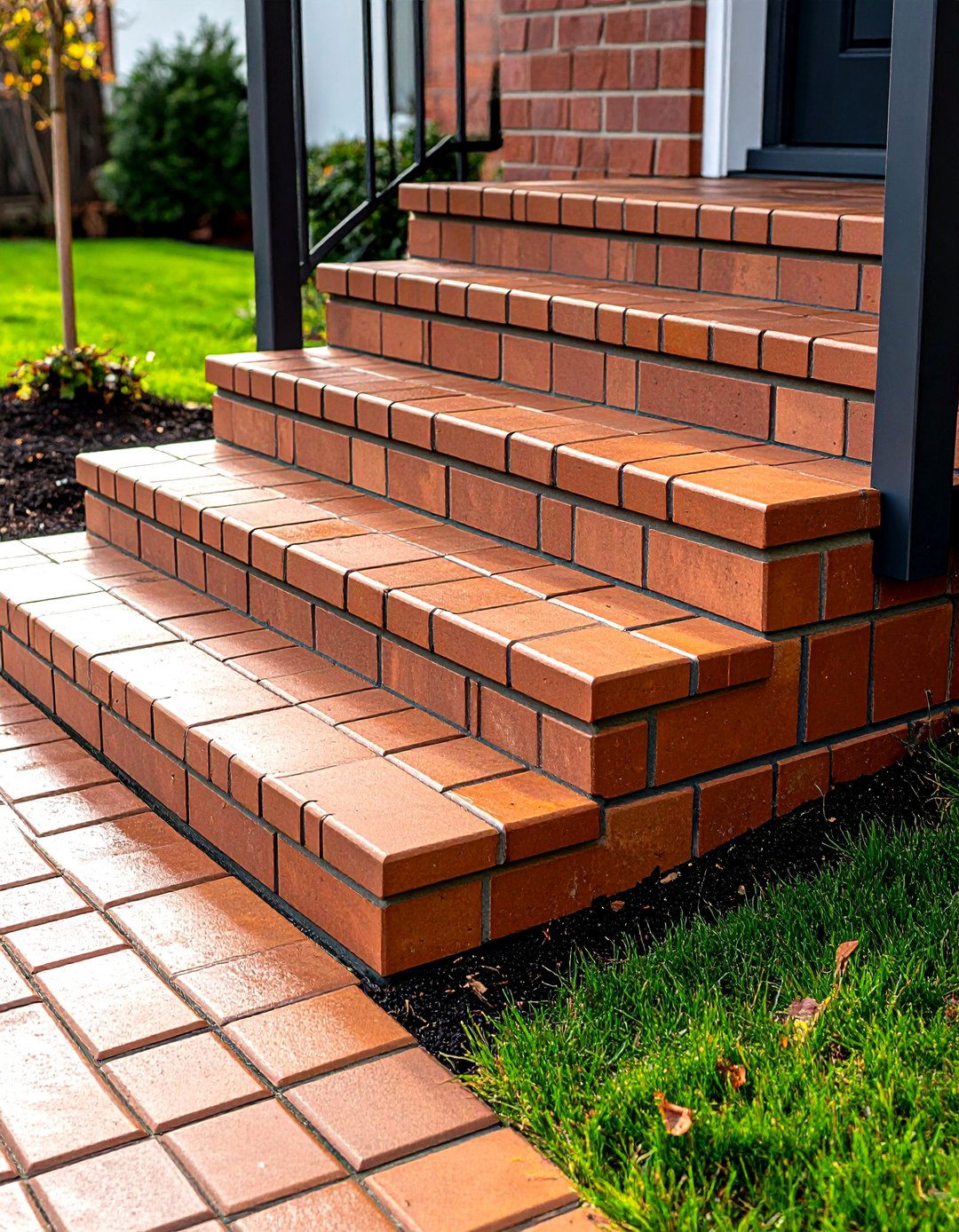 Brick Steps with Textured Non Slip Surfaces - 20 Brick Front Steps Design Ideas