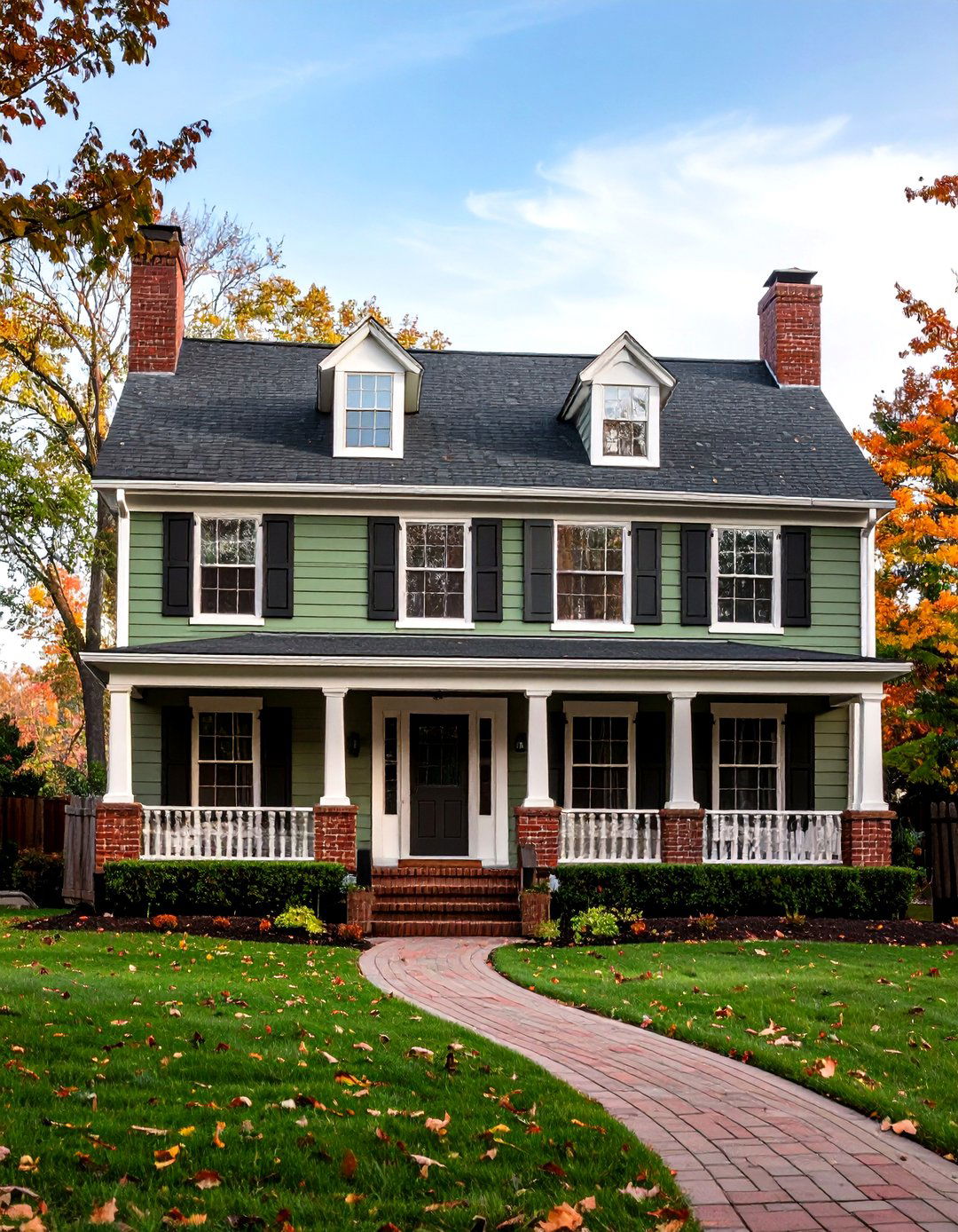 Brick and Board and Batten Blend - 20 Sage Green House With Brown Trim Ideas