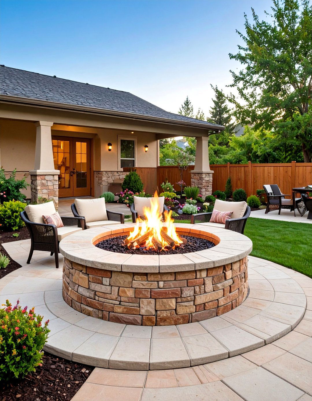 Brick and Stone Hybrid Fire Pit - 20 Stone Fire Pit Ideas