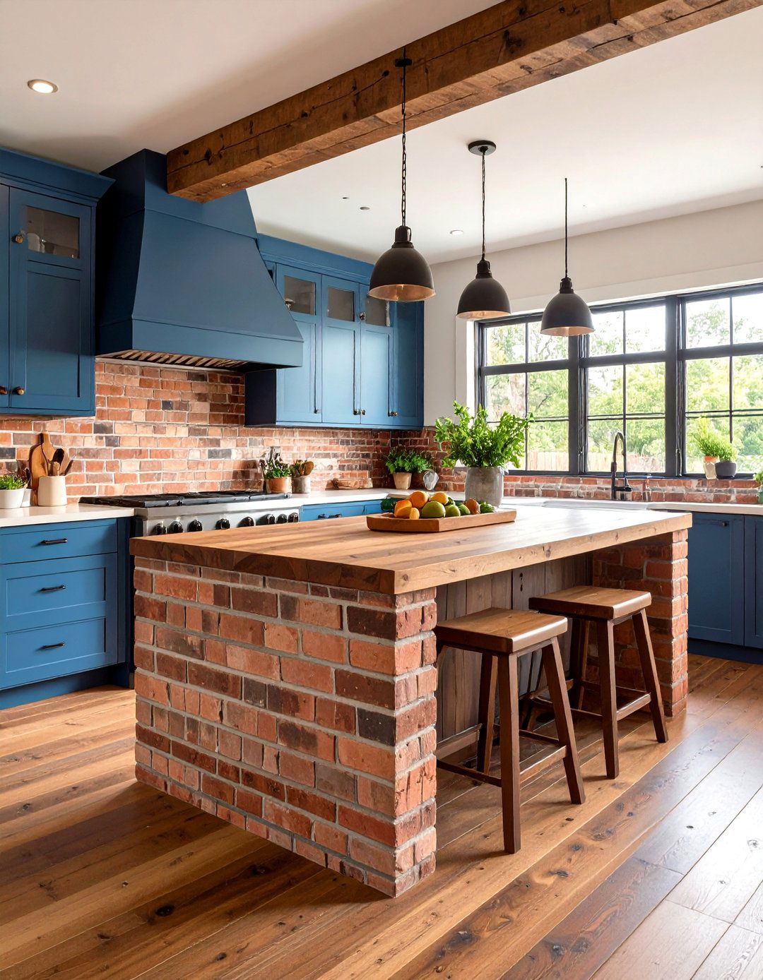 Brick and Tile Accent Kitchen Island - 20 Rustic Kitchen Island Ideas
