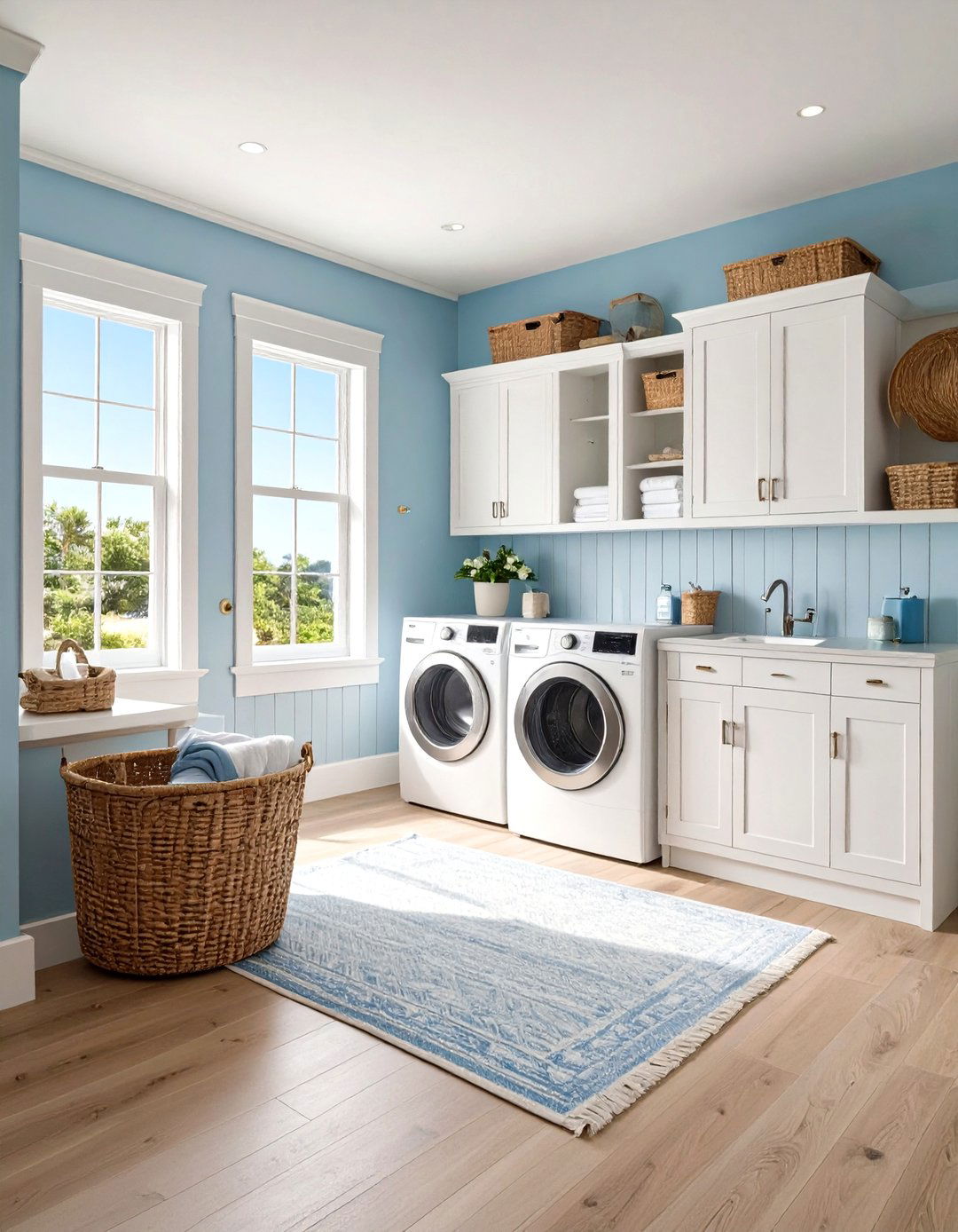 Bright Coastal Inspired Modern Laundry Room Themes - 20 Modern Laundry Room Ideas