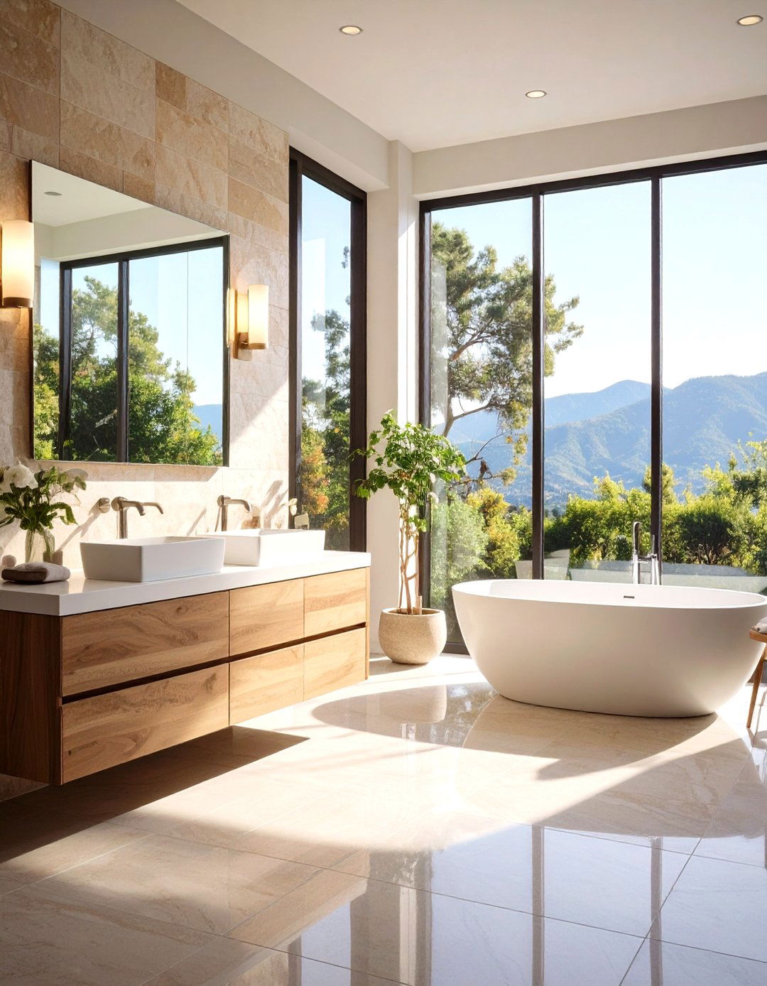 Bright Travertine Bathroom Atmospheres - 20 Travertine Tile Bathroom Ideas