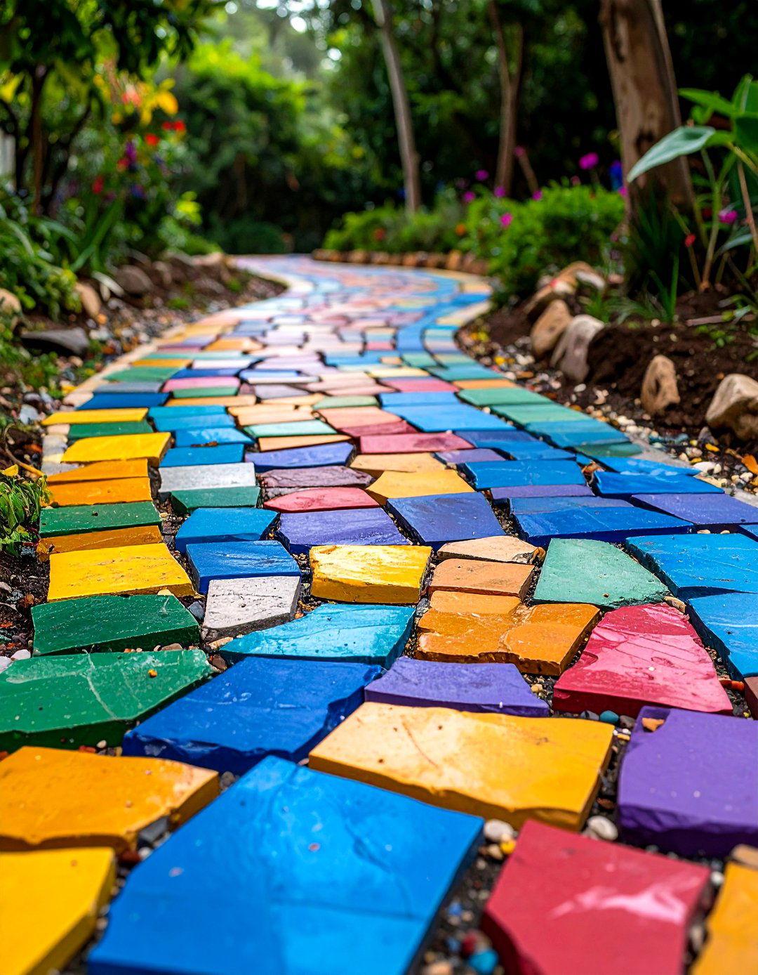 Broken Paver Mosaic Path - 20 Stone Walkway Ideas