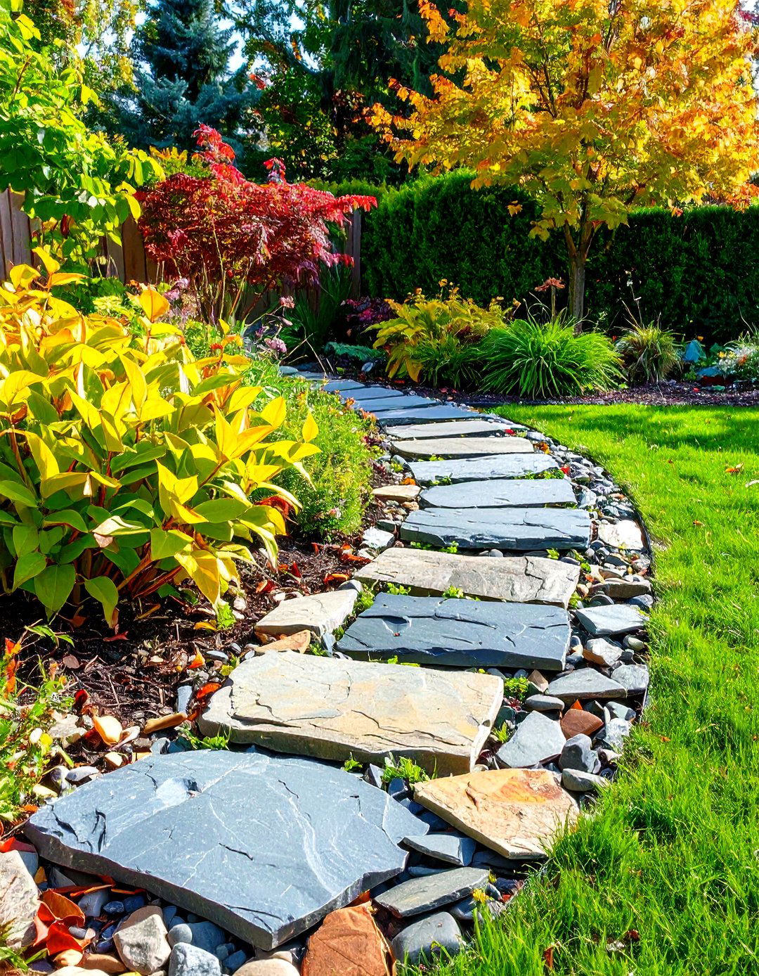 Broken Slate Chip Border - 20 Stone Garden Edging Ideas