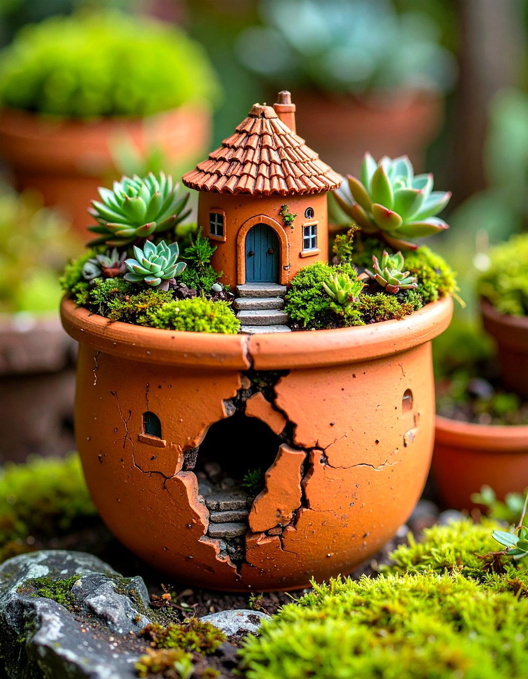 Broken Terra Cotta Pot Fairy Garden - 20 Fairy Garden Ideas