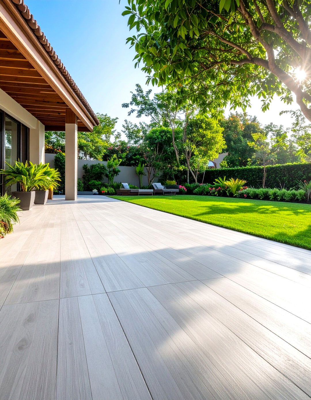 Broom Finished Concrete Patio Texture - 20 Concrete Patio Ideas on a Budget