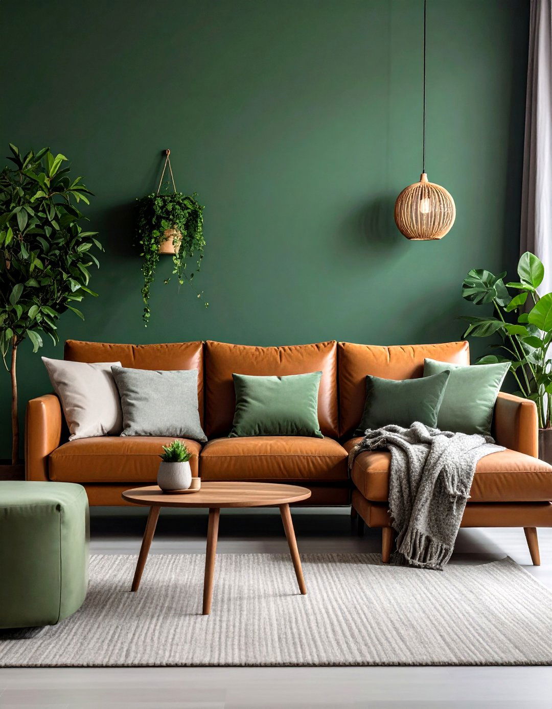 Brown Living Room with Forest Green Complementary Colors - 20 Brown Living Room Ideas