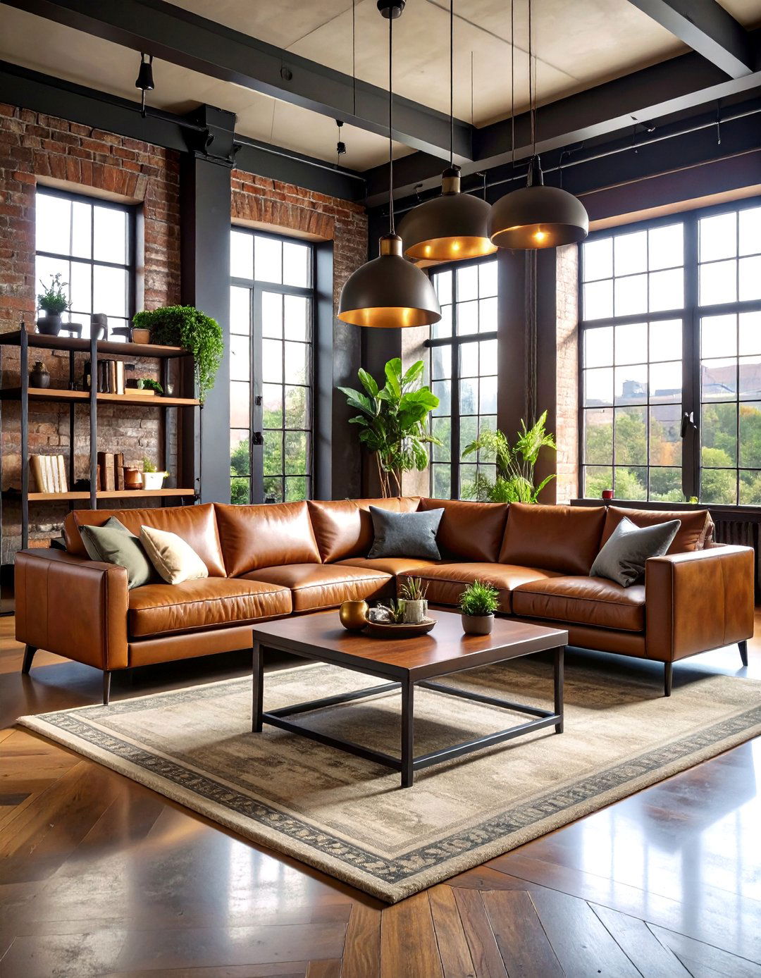 Brown Living Room with Industrial Metal Accents - 20 Brown Living Room Ideas