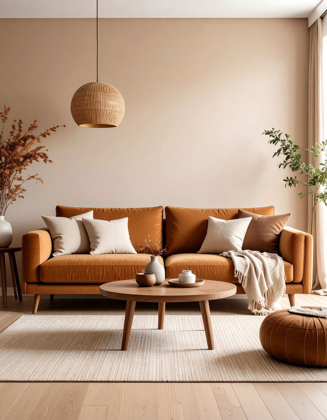 Brown Living Room with Warm Minimalist Design - 20 Brown Living Room Ideas