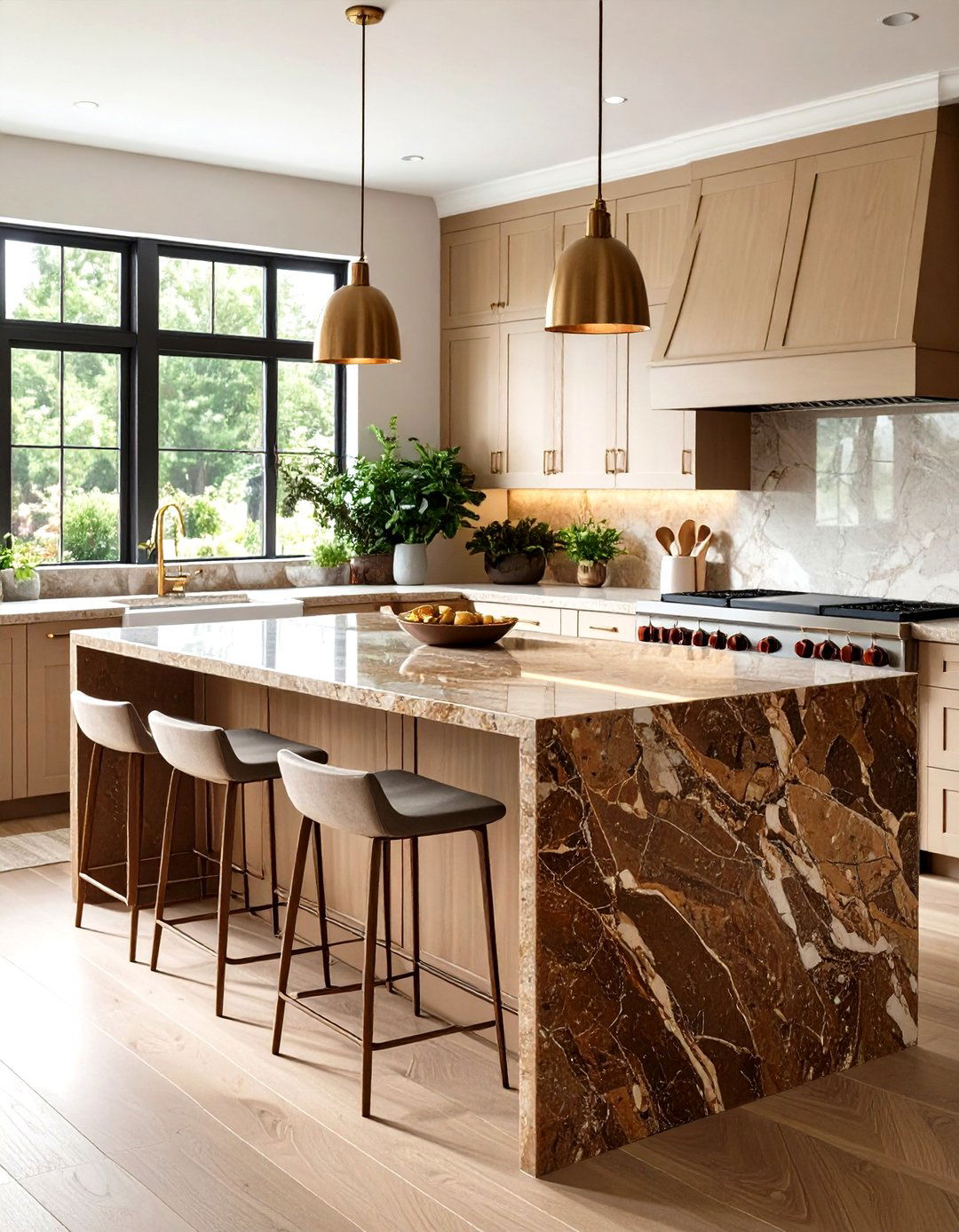Brown Quartzite Worktops Offer Durable Elegance - 20 Earthy Kitchen Ideas