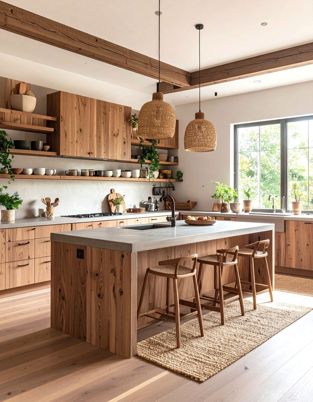 Brown Textured Timber Japandi Kitchen - 20 Brown Kitchen Ideas