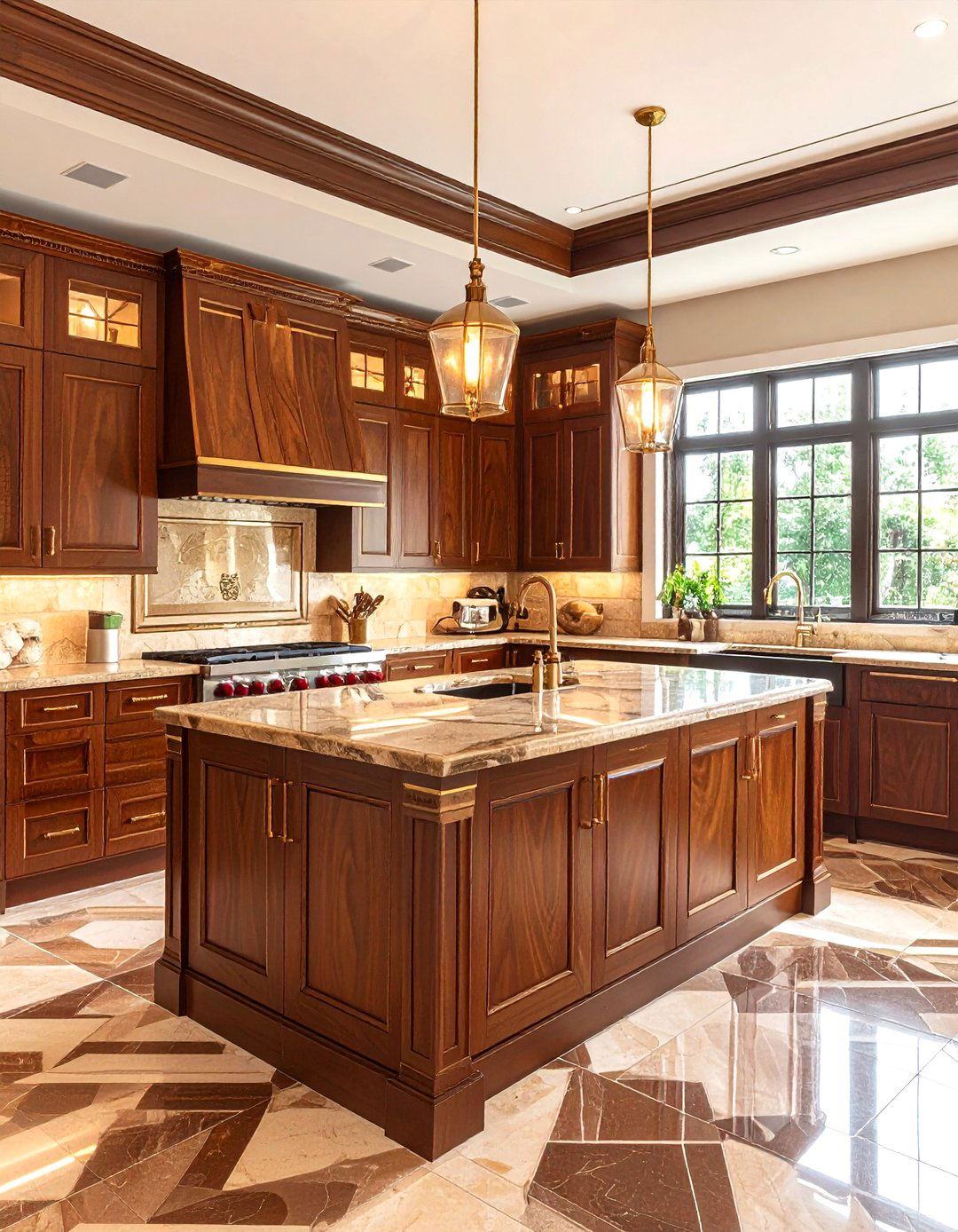 Brown and Brass Art Deco Kitchen - 20 Brown Kitchen Ideas