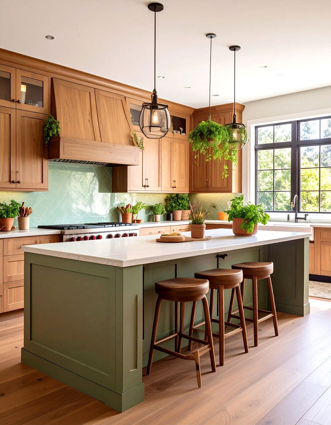 Brown and Sage Green Organic Kitchen - 20 Brown Kitchen Ideas