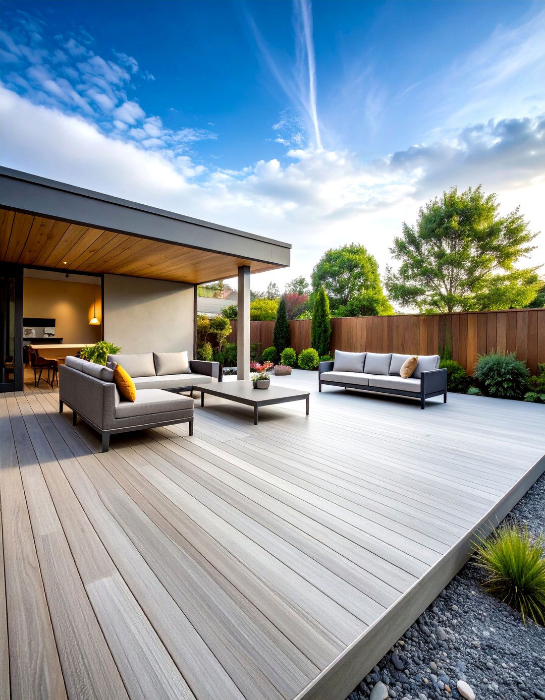 Brushed Finish Concrete Deck with Subtle Texture - 20 Concrete Deck Ideas