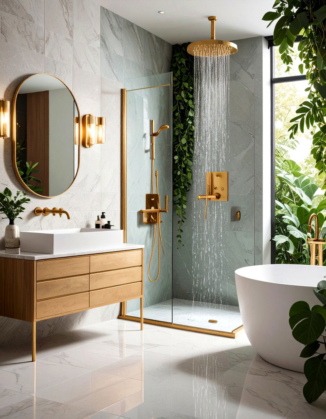 Brushed Gold Bathroom Spa Retreat - 20 Gold Bathroom Ideas