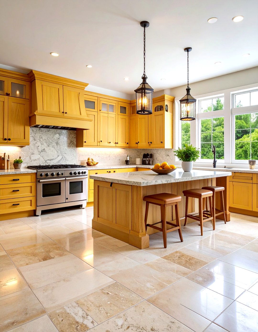 Brushed Travertine Floor Kitchen with Subtle Textural Beauty - 20 Travertine Floor Kitchen Ideas