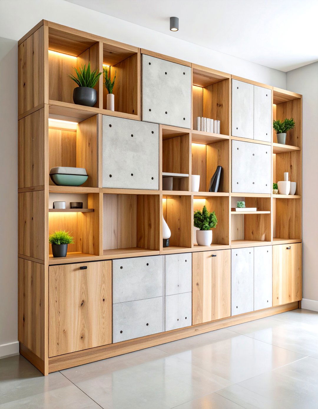 Brutalist Geometric Built In Storage - 20 Brutalist Interior Design Ideas
