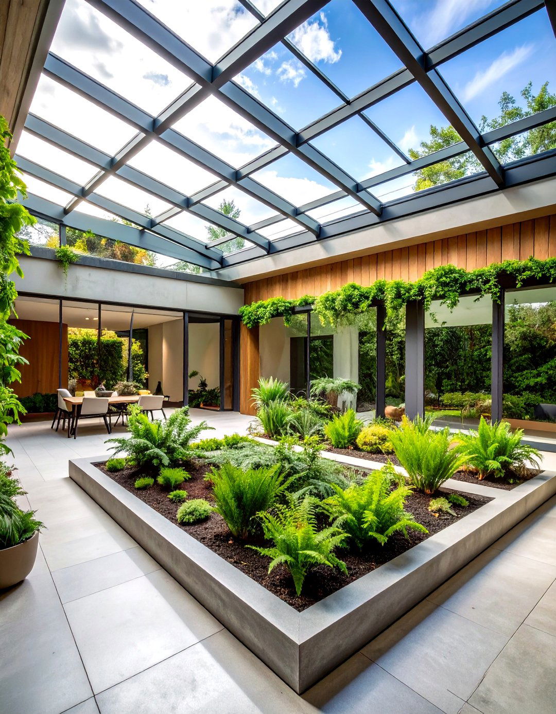 Brutalist Indoor Garden Courtyard - 20 Brutalist Interior Design Ideas