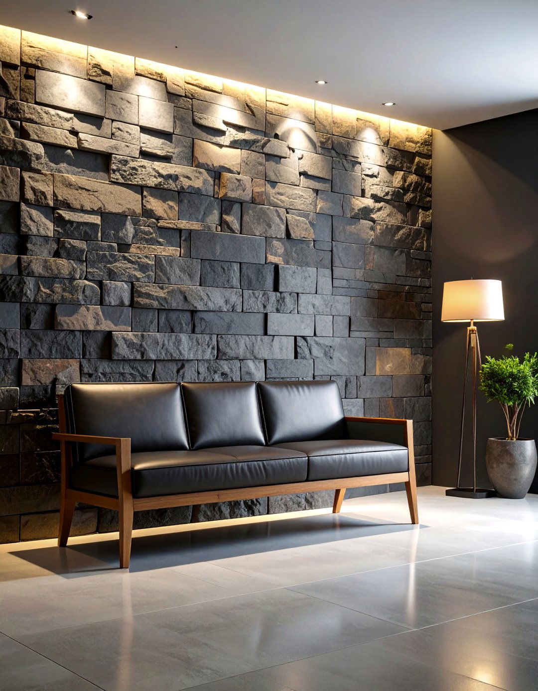 Brutalist Raw Stone Feature Wall - 20 Brutalist Interior Design Ideas