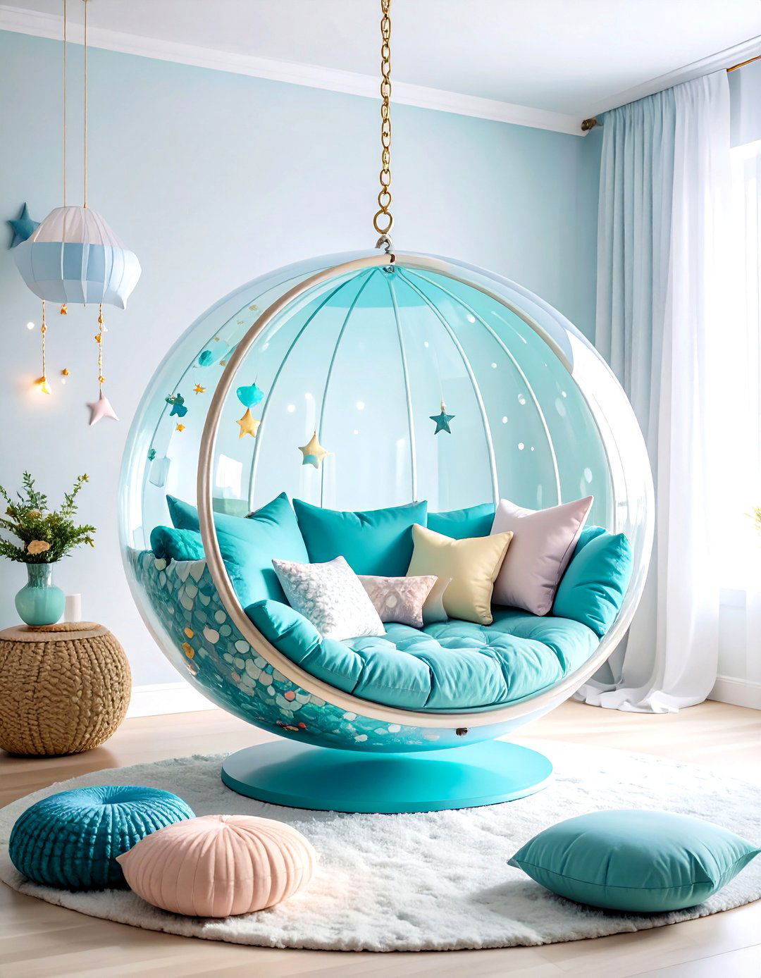 Bubble Chair or Hanging Pod - 20 Underwater Mermaid Bedroom Ideas
