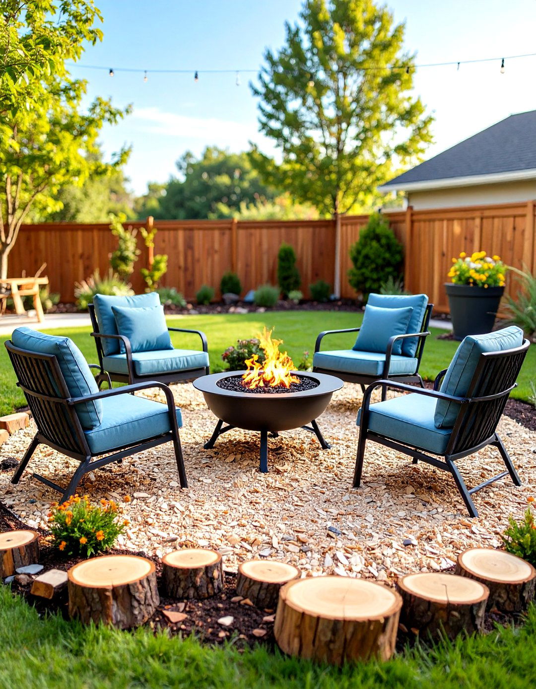 Budget DIY Wood Chip Patio Seating Area - 20 mulch patio ideas