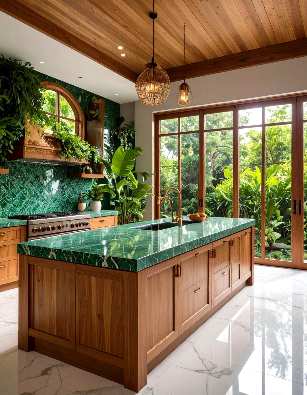 Budget Friendly Tile Counter with Contrasting Grout - 20 Green Marble Countertop Design Ideas