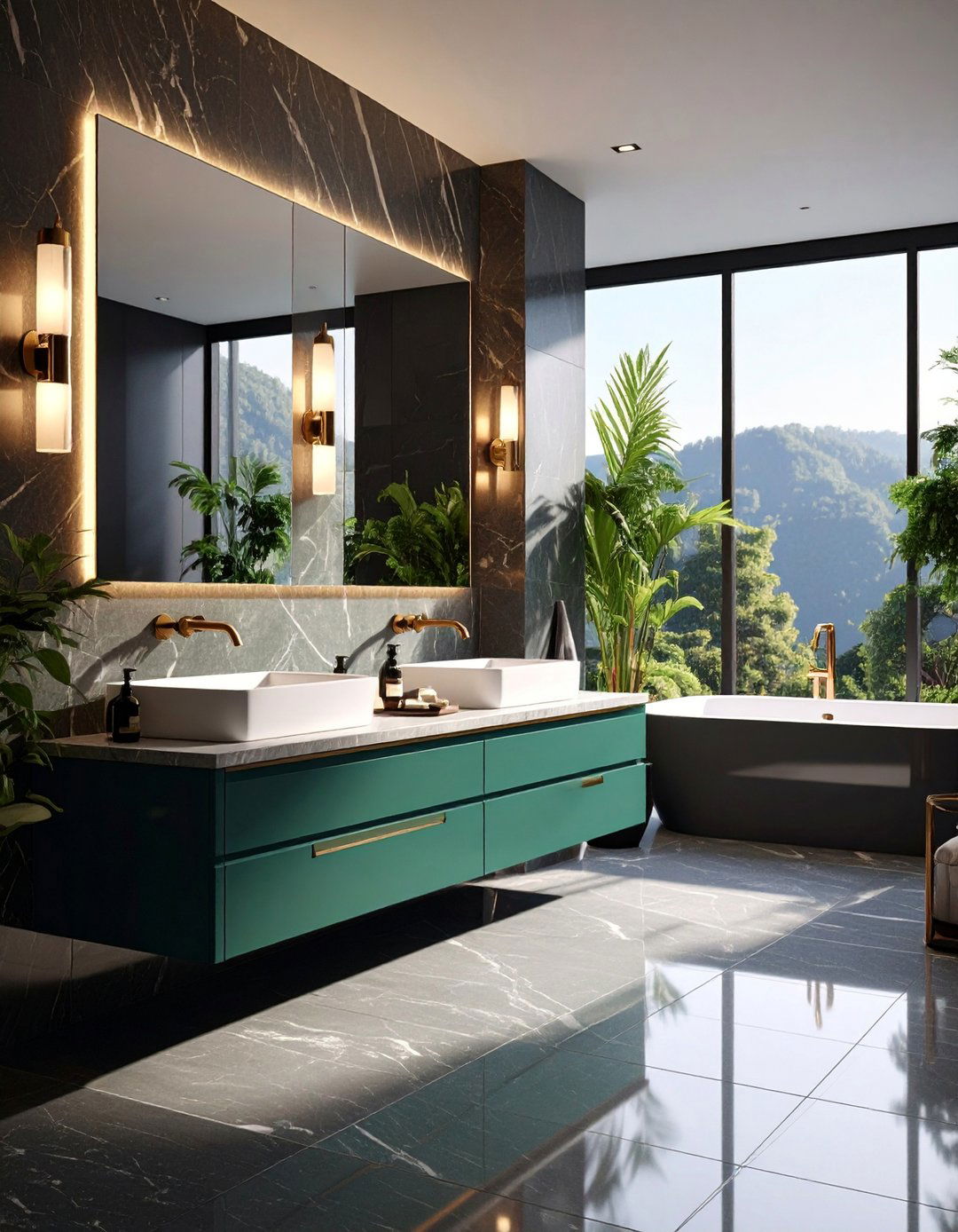 Budget Wise Marble Effect Porcelain - 20 Black Marble Bathrooms