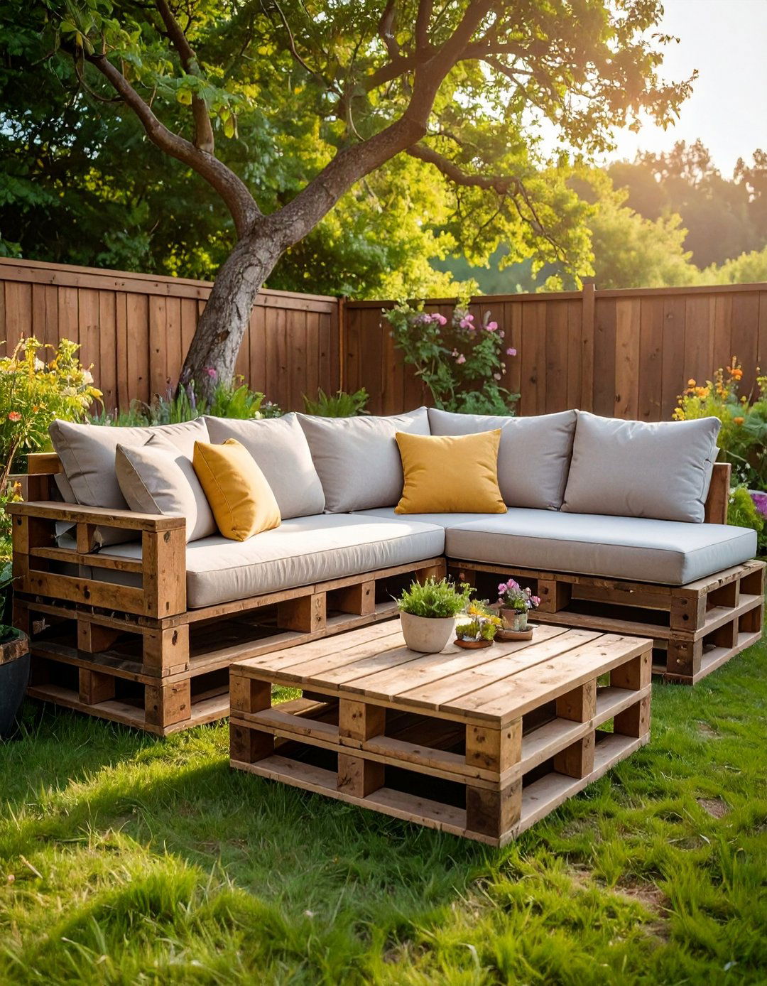 Build Reclaimed Pallet Sectionals - 20 Boho Garden Ideas