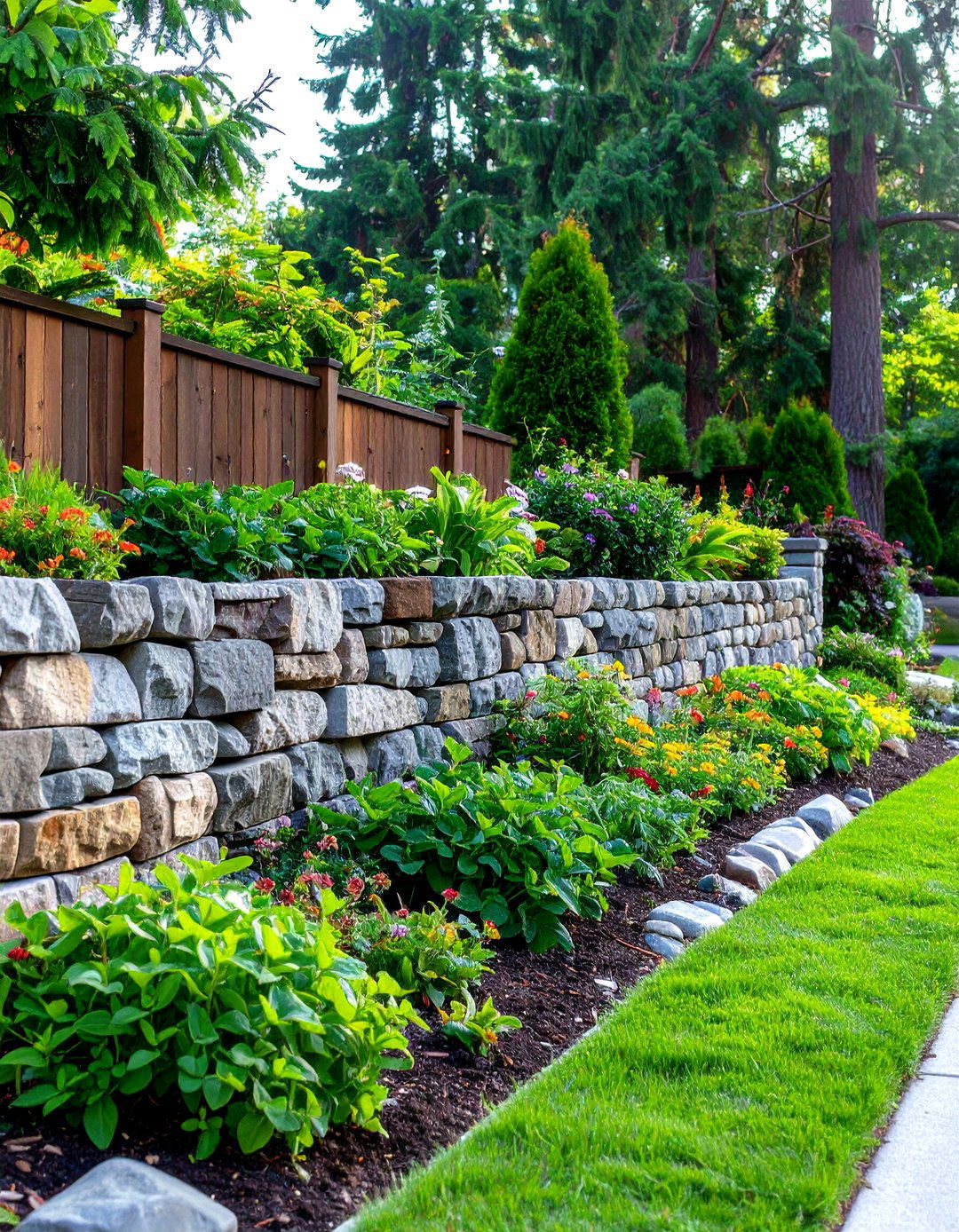 Build a Low Garden Wall to Define Space - 20 Curb Appeal Inspiration for Ranch Homes