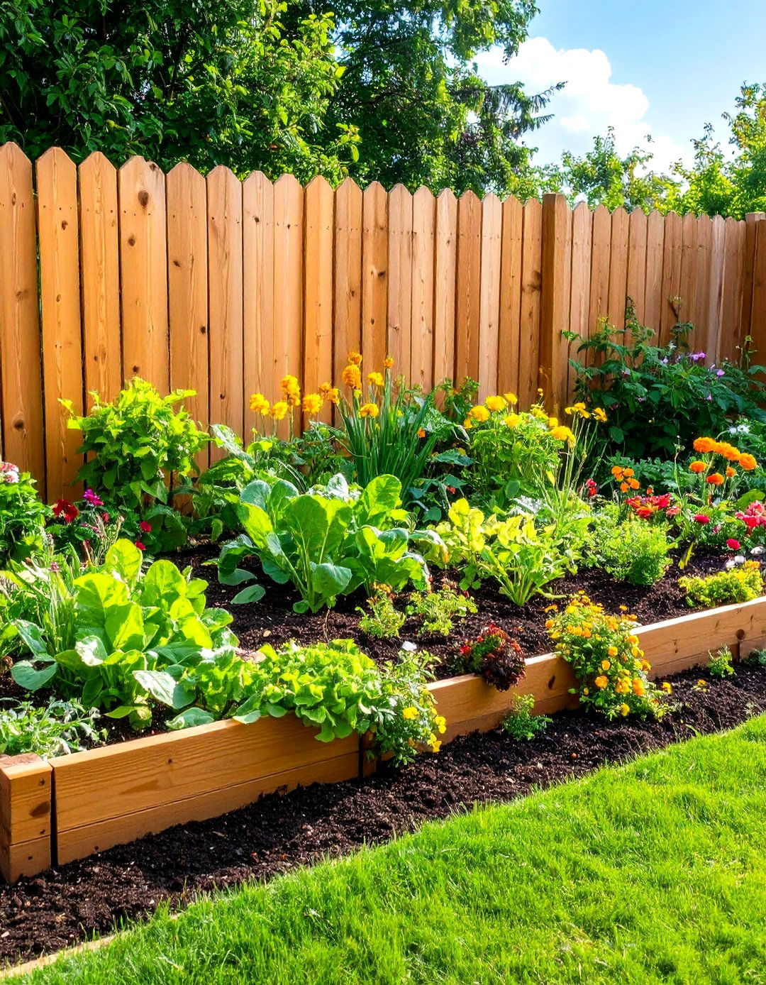 Build a Raised Bed Alongside Your Fence - 20 Simple Fence Line Landscaping Ideas