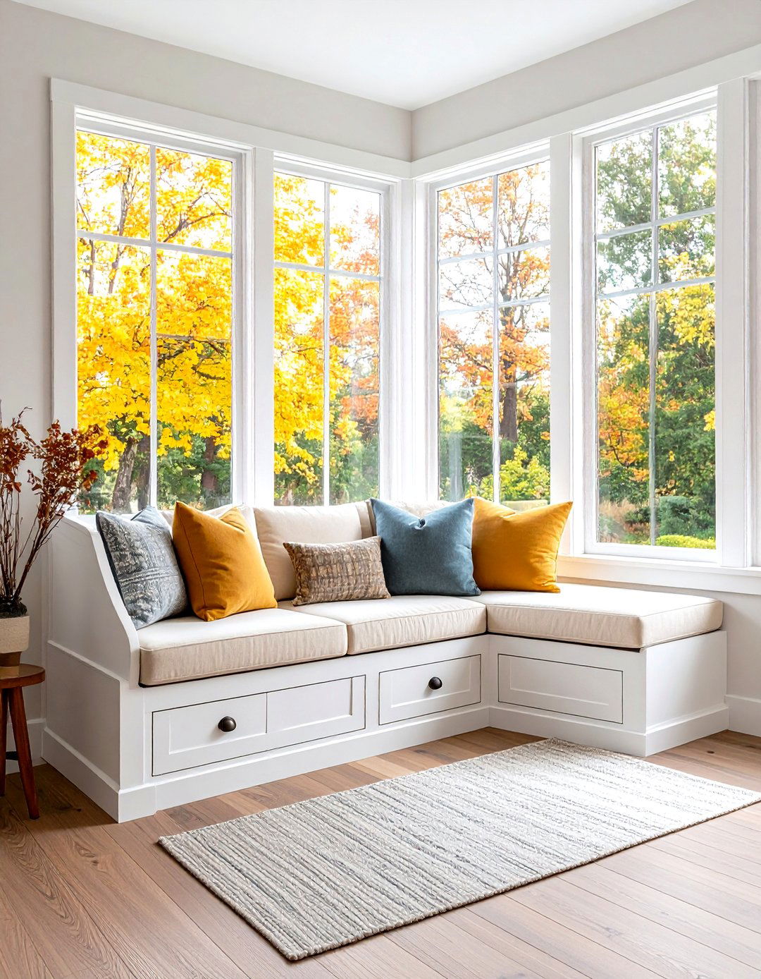 Built In Bay Window Seat with Storage Drawers - 20 Window Seat Ideas