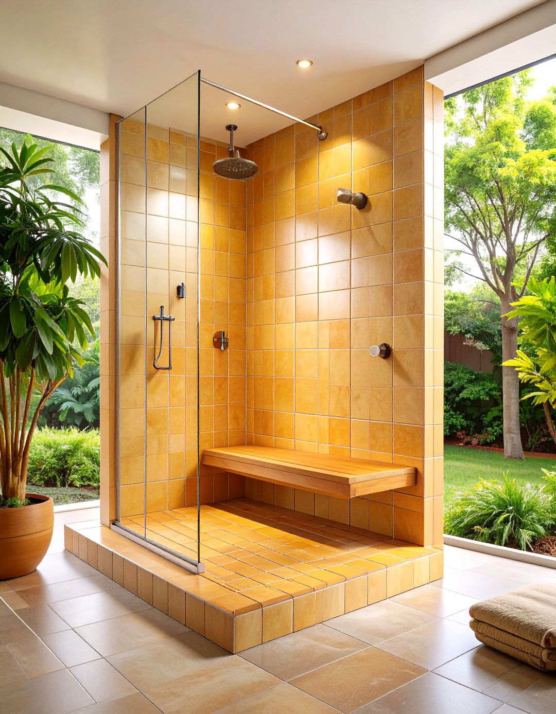 Built In Bench Seating - 20 Small Bathroom Walk in Shower Ideas