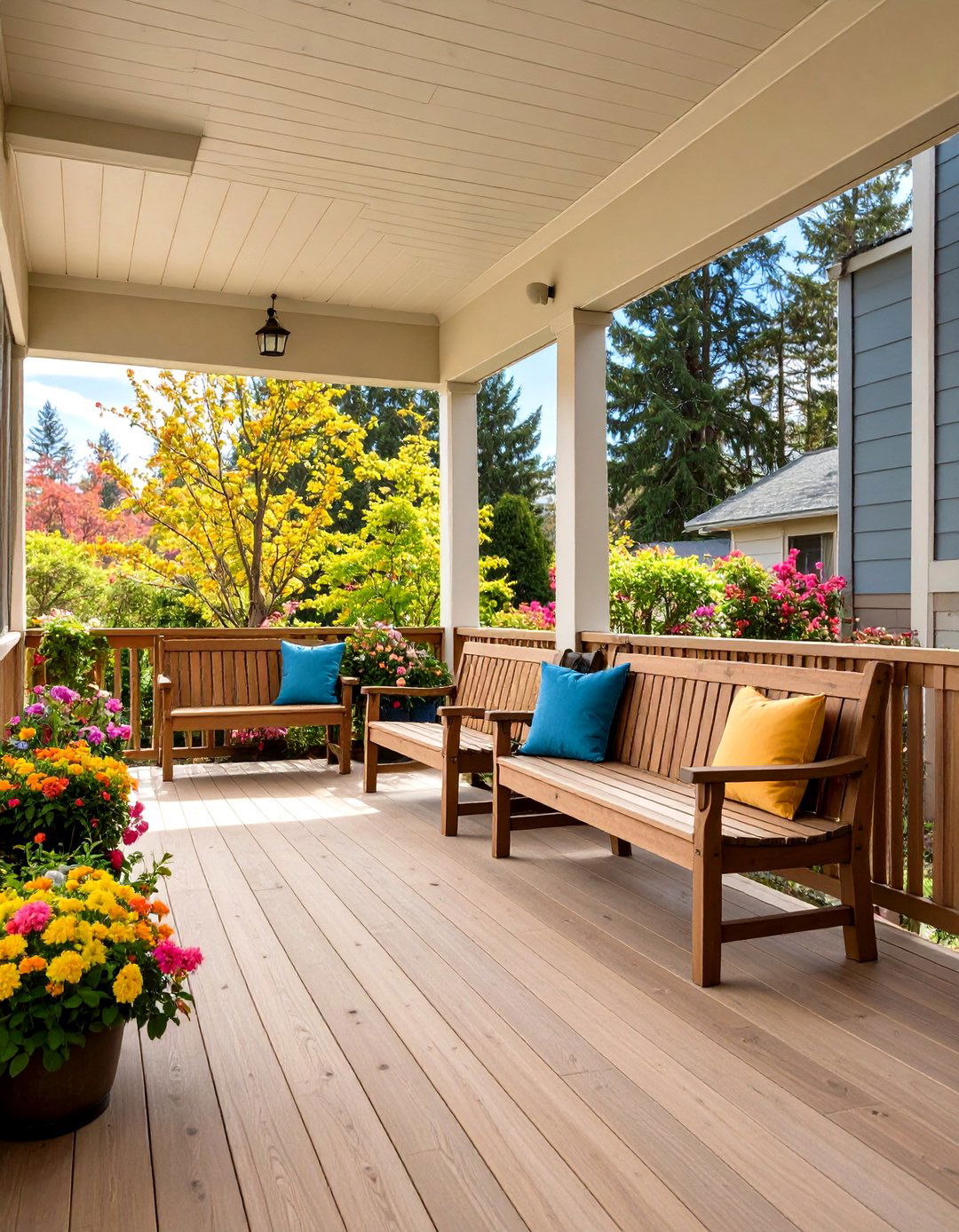 Built In Bench Seating Porch Deck - 20 Front Porch Deck Ideas