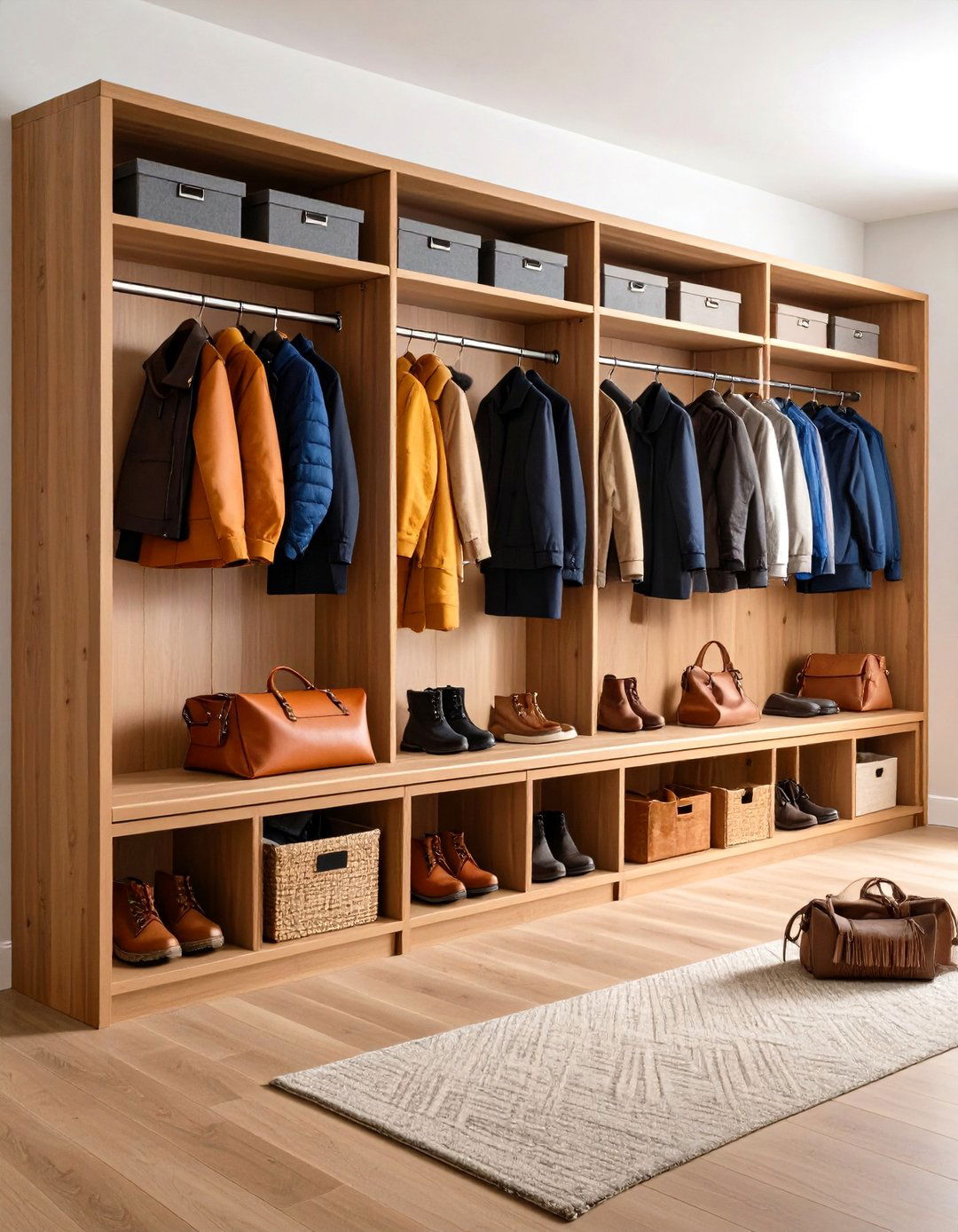 Built In Bench with Cubbies - 20 Small Mudroom Ideas