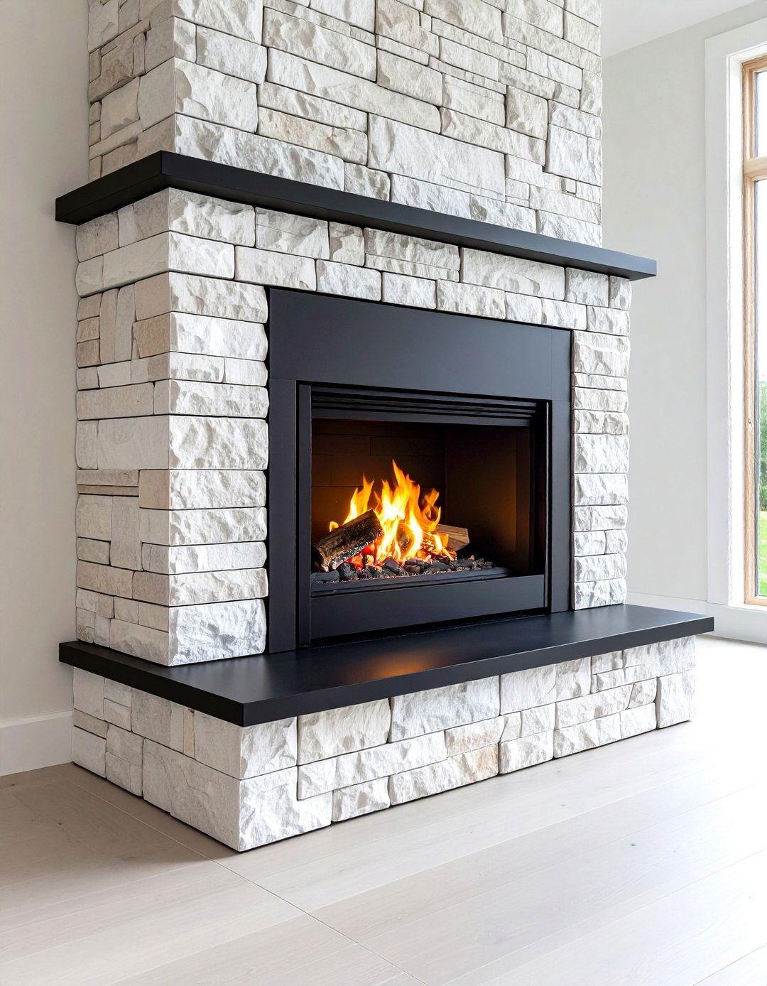 Built In Black Steel Insert - 20 Scandinavian Fireplace Ideas