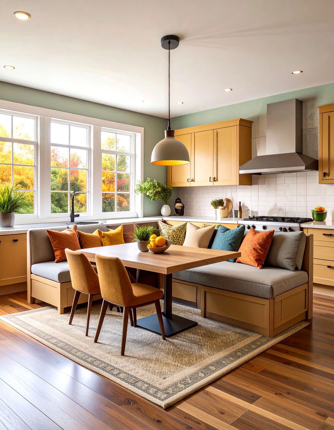 Built In Breakfast Nook Creates Intimate Corners - 20 Earthy Kitchen Ideas