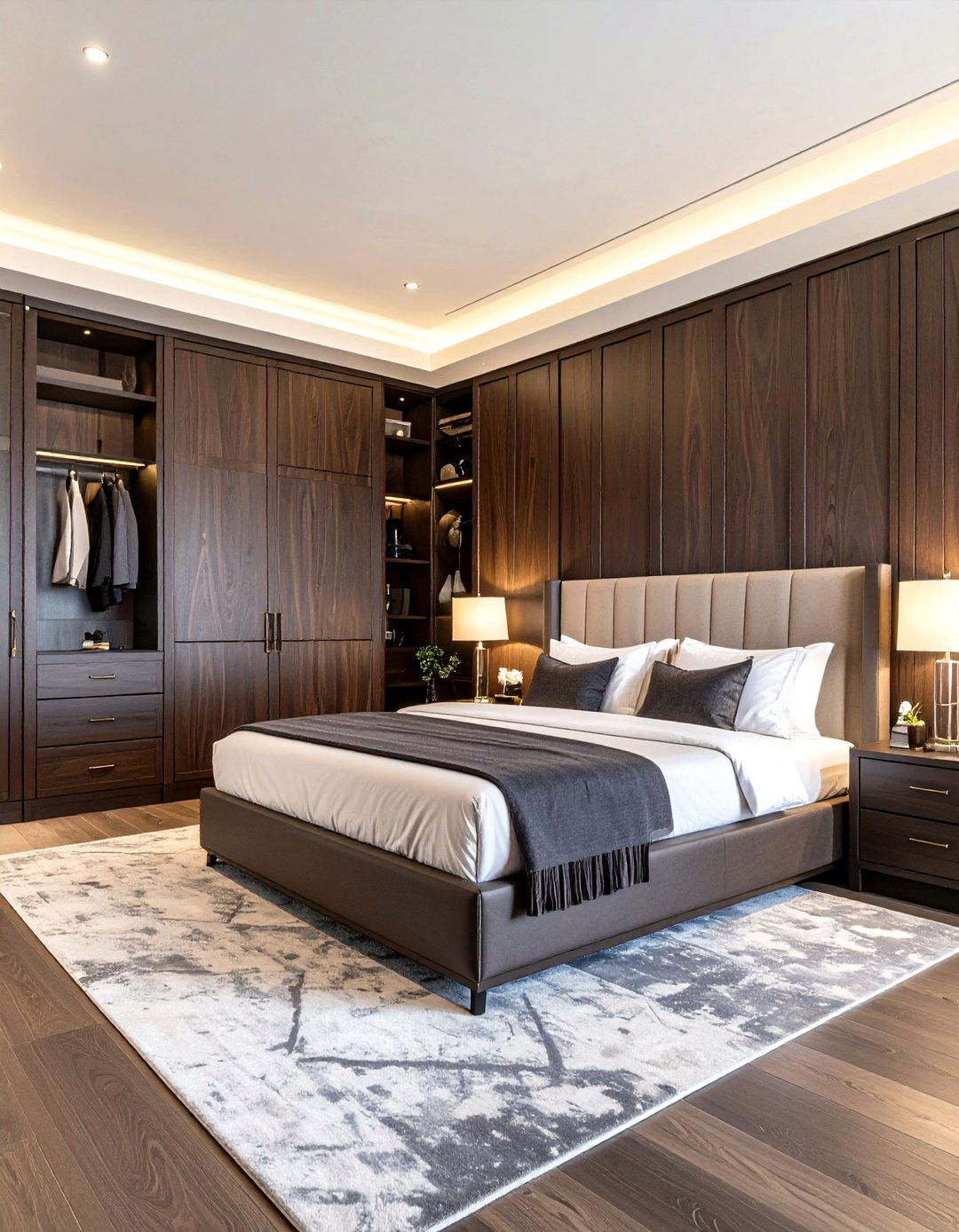 Built In Dark Wood Storage Streamlines the Bedroom - 20 Dark Wood Bedroom Ideas