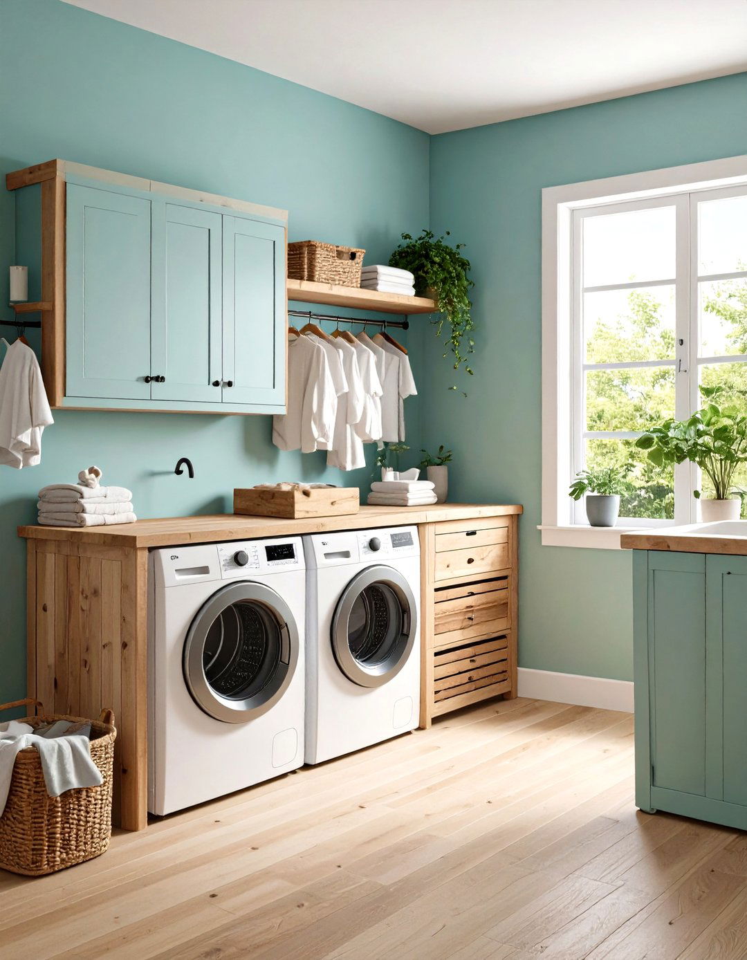 Built In Drying Rack with Reclaimed Wood in Rustic Laundry Room - 20 Rustic Laundry Room Ideas