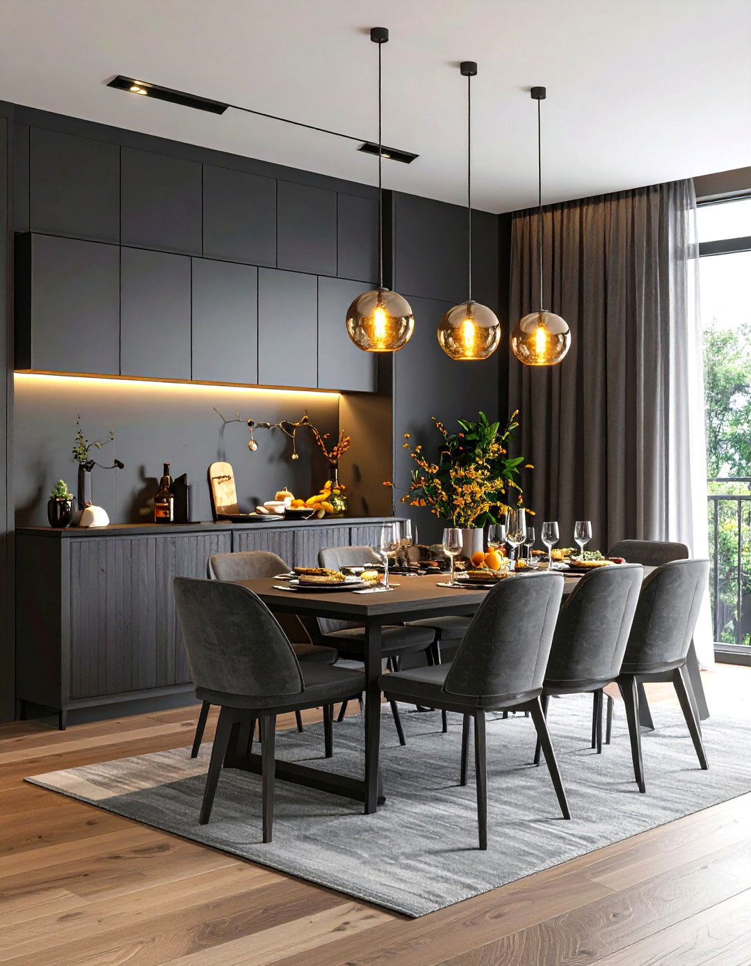 Built In Gray Storage Streamlines the Dining Room - 20 Gray Dining Room Ideas