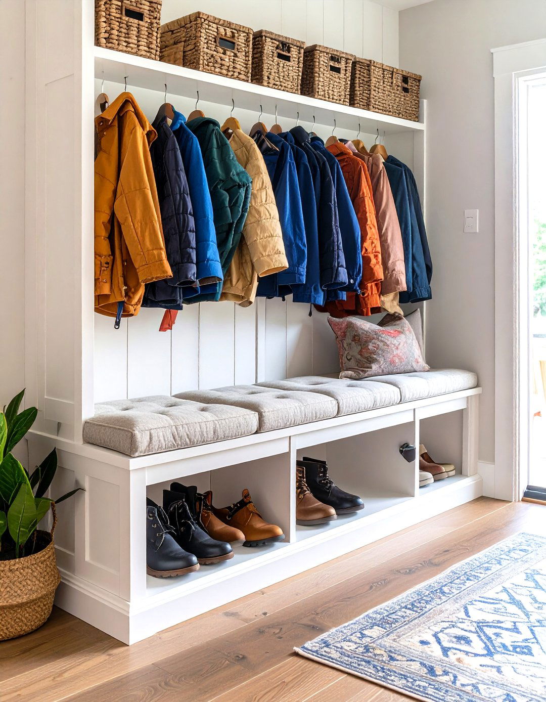 Built In Hallway Bench with Cubbies - 20 Hallway Storage Ideas