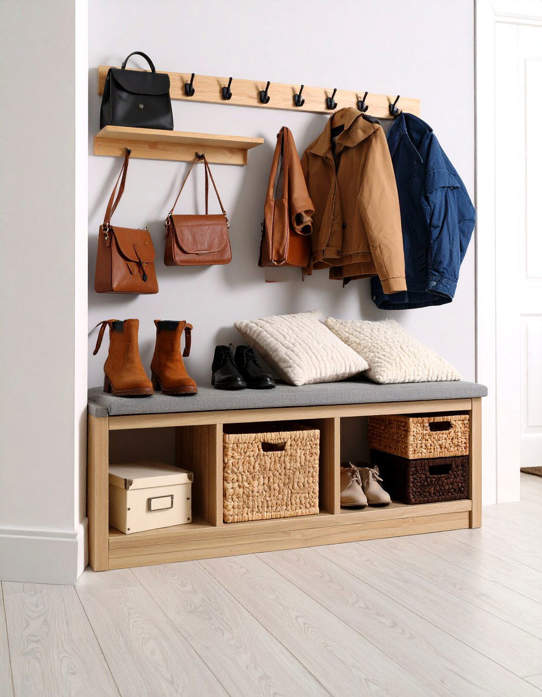 Built In Hallway Seating with Shoe Storage - 20 Hallway Ideas