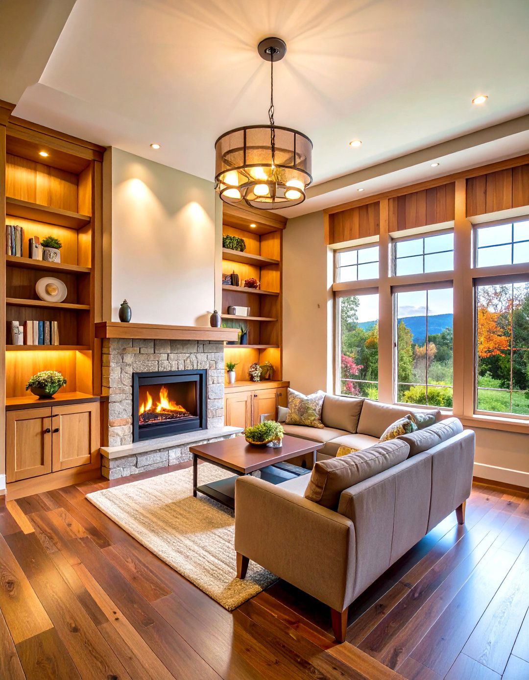 Built In Nook with Floating Shelves - 20 Small Living Room Fireplace Ideas
