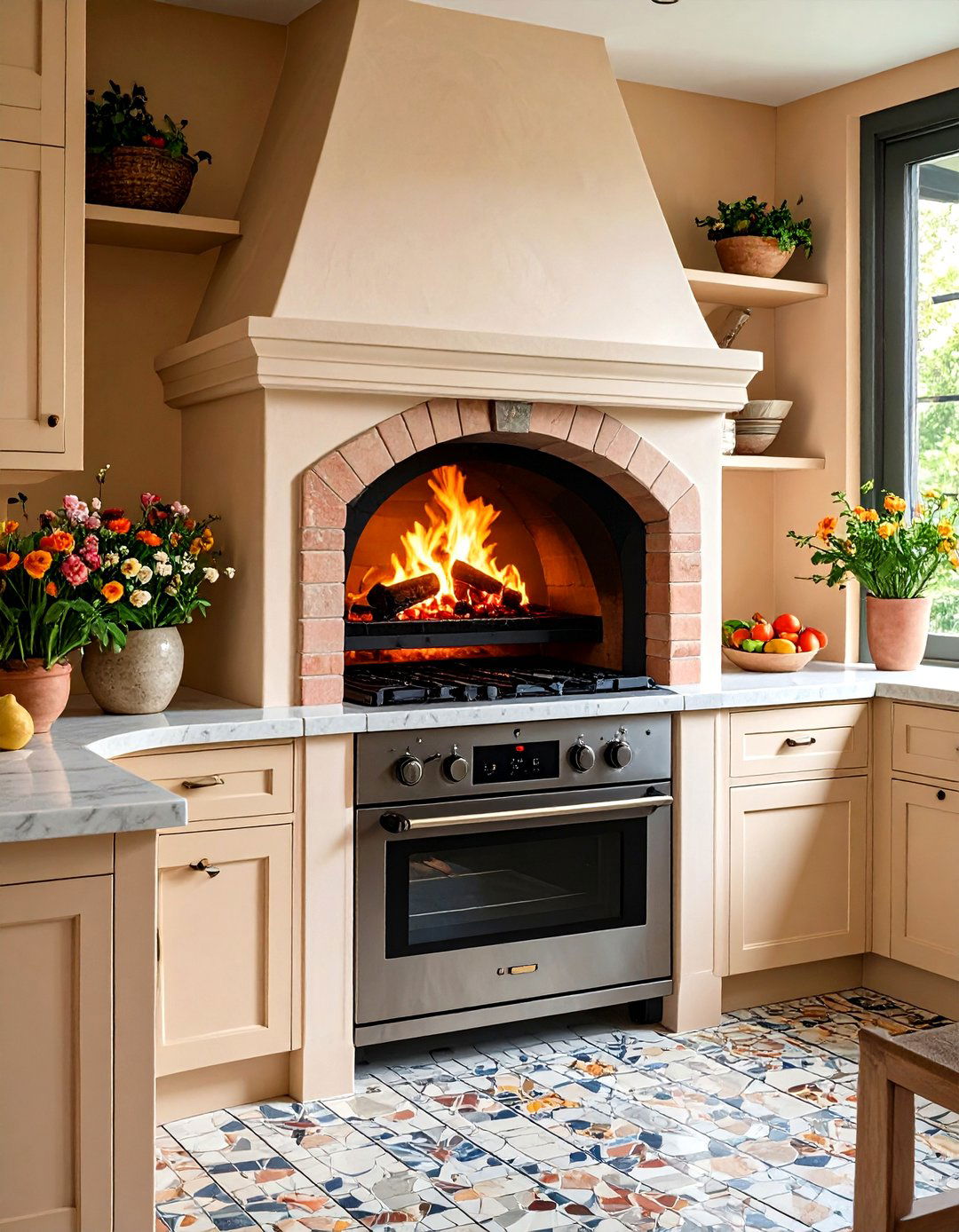 Built In Pizza Oven with Stucco Finish - 20 Stucco Outdoor Kitchen Ideas