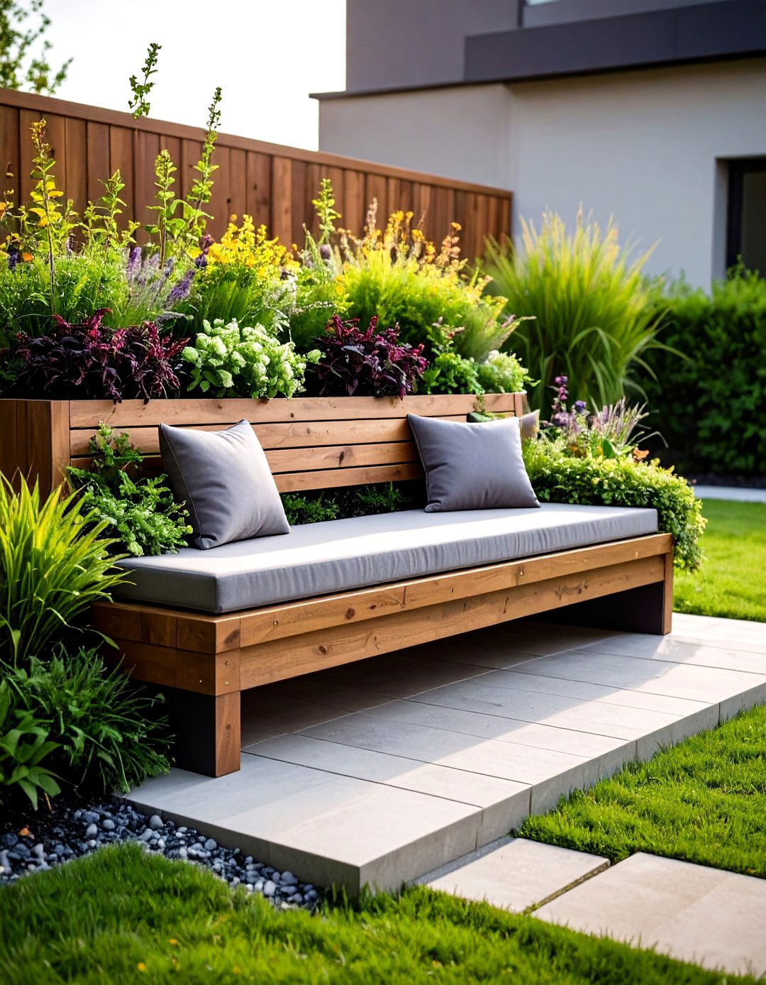 Built In Planter Bench Integrated Living Garden Seating - 20 Garden Seating Ideas