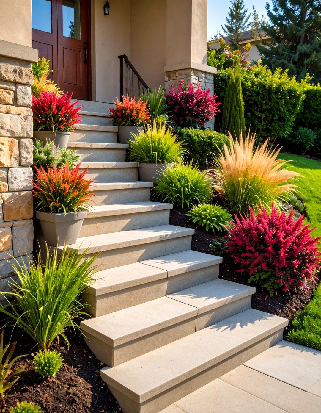 Built In Planter Front Steps - 20 Front Step Ideas