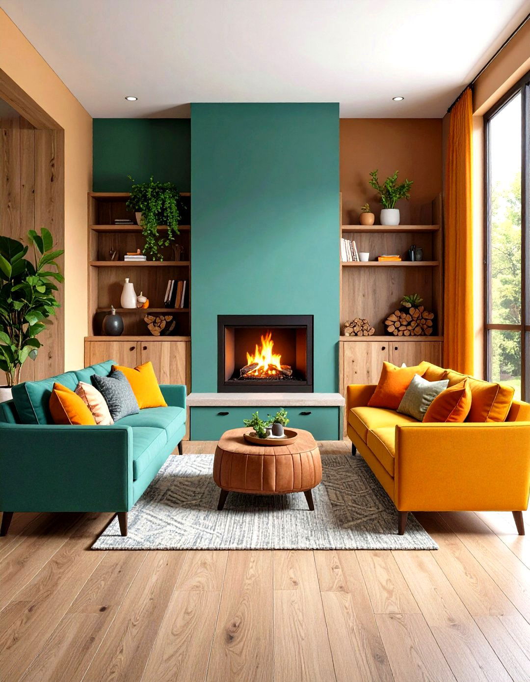 Built In Seating and Hearth - 20 Sunroom With Fireplace Ideas