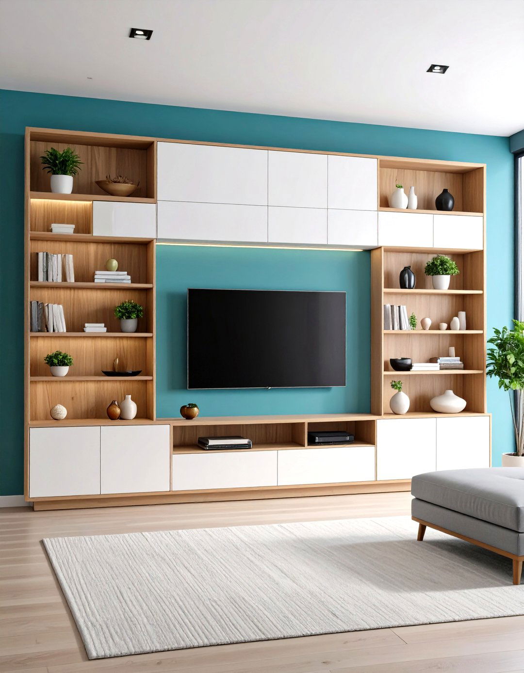Built In Shelving Surround - 20 Tv Room Ideas